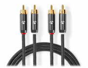 NEDIS PROFIGOLD stereo audio kabel/ 2x RCA zástrčka - 2x RCA zástrčka/ bvlna/ šedý/ BOX/ 2m