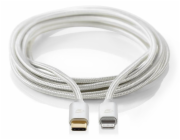 NEDIS PROFIGOLD Lightning/USB 2.0 kabel/ Apple Lightning 8pinový - USB-C zástrčka/ nylon/ stříbrný/ BOX/ 2m