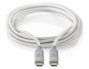 NEDIS PROFIGOLD USB-C/USB 3.2 Gen 2x2 kabel/ USB-C zástrčka - USB-C zástrčka/ nylon/ stříbrný/ BOX/ 2m