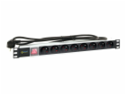 Zásuvkový distributor (pes) na 8 zásuvek pro 19" racky