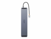 Rozbočovač 12w1 Baseus WKSX030213 EliteJoy Gen2 series USB-C do 2xHDMI+ 3xUSB 3.0+ PD+ DP+ SD/TF+ RJ45+Type-C+ 3,5mm (tmavě šedý)