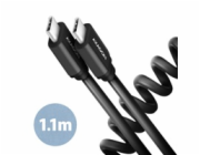 AXAGON BUCM-CM20TB, TWISTER kabel USB-C <-> USB-C, 1.1m, USB 2.0, PD 60W 3A, ALU, tpe, černý