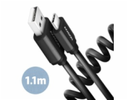 AXAGON BUCM-AM20TB, TWISTER kabel USB-C <-> USB-A, 1.1m, USB 2.0, 3A, ALU, tpe, černý