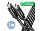 AXAGON BUCM2-CM30AB, CHARGE kabel USB-C <-> USB-C, 3m, Hi...