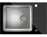 Dřez Steiner Hugh 116, ocelová mísa s černou skleněnou deskou