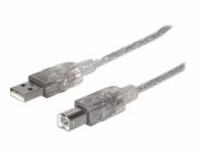 Manhattan USB-A – USB-B kabel USB 5 m stříbrný (345408)