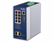Planet IGS-4215-4UP4T2S průmyslový L2 switch, 8x1Gb, 2x1Gb SFP, 4x PoE 802.3bt 240W, 48-54VDC, -40~75°C, IP30