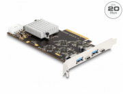Delock PCI Express x8 karta se 2 x USB 20 Gbps USB Type-C samice a 2 x USB 5Gbps Typu-A samice - Quad Channel