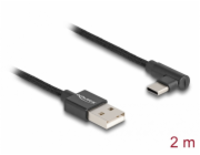 Delock Kabel USB 2.0 Typ-A samec na USB Type-C samec pravoúhlý 2 m černý