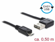 DeLOCK EASY-USB 2.0 kabel, USB-A konektor 90° > Micro-USB konektor