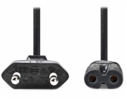 NEDIS napájecí kabel pro adaptéry/ Euro zástrčka - konektor IEC-320-C7/ přímý-přímý/ dvoulinka/ černý/ bulk/ 2m