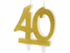 Party Deco 40. narozeninová svíčka se zlatými třpytkami -...
