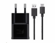 Samsung síťová nabíječka EP-TA200EBE + EP-DG970BBE, USB-C, 15 W, černá - bulk