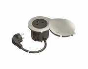 Legrand - Incara™ Disq 60 - Zapuštěná zásuvka 2P+T, černá s kovovým krytem, 2m