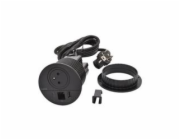 Legrand - Incara™ Disq 80 - Zapuštěná zásuvka 2P+T/USB A+C, kabel. vývod, černá, 2m