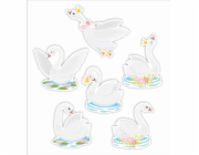 LearnHow Oboustranné okenní dekorace - Labutě 01 6 ks