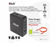 Club3D cestovní nabíječka 140W GaN technologie, 3xUSB-C, 1xUSB-A, PPS + PD 3.1 Support