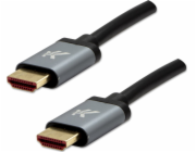 Video HDMI M - HDMI M, HDMI 2.1 - Ultra vysoká rychlost, 2M, zlaté konektory, hliníkové pouzdro, šedé, logo 8k@60Hz, 48 GB/s