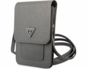 Guess PU Saffiano Triangle Logo Phone Bag Grey Guess prémiový ochranný kryt telefonu vyrobený z kombinace kvalitních a odolných materiálů, které perfektně chrání Váš telefon.