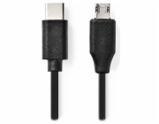 Nedis CCGL60750BK10 propojovací zástrčka USB C - zástrčka USB micro B, 1m NEDIS kabel USB 2.0/ zástrčka USB-C - zástrčka USB micro-B/ černý/ bulk/ 1m