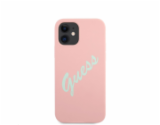 Guess Silicone Vintage Green Script Zadní Kryt pro iPhone 12 mini 5.4 Pink Každý kryt je přesně vyroben pro konkrétní model chytrého telefon, takže nabízí přesné otvory a výřezy pro kameru, reprodukt