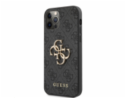 Guess PU 4G Metal Logo Zadní Kryt pro iPhone 12/12 Pro Grey