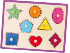 Dětské dřevěné puzzle s úchyty Viga geometrické tvary