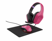 TRUST Sada sluchátka + myš + mousepad GXT 790 3v1 Gaming Bundle, růžová