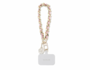 Guess Přívěsek 4G Saffiano Charm Pink Universal Hand Strap Saffiano Chain 4G Charm je mimořádně stylový a elegantní doplněk věnovaný vašemu telefonu