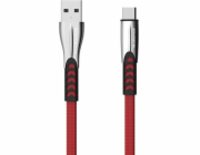 USB CABLE TYP-C 2.4A RED FLAT 2400mAh QUICK CHARGER QC 3.0 1M POWERLINE SMS-BW02 - METAL PLUGSS