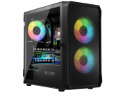 LOGIC PC skříň Portos ARGB MINI 1x USB 3.0, 2x USB 2.0 + audio, černá, bez zdroje