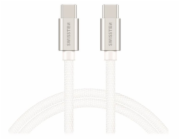 Swissten datový kabel USB-C / USB-C s textilním opletem, 2,0 M Stŕíbrný