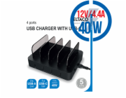 DELTACO DPS-0100, 3x USB A, Nabíjacia stanica, 40W