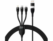 Kabel USB 3v1 Baseus Flash Series 2, USB-C + micro USB + Lightning, 100 W, 1,2 m (černý)