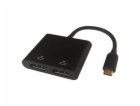 DELTACO Adaptér USB Type C/2x DP, černý