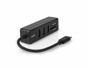 Nedis CCGB64780BK01 - USB hub| 1x USB-C™ | 1x USB A / 1x USB-C™ | 4 Porty port(s) | USB 2.0 | Napájení z USB | SD & Micr