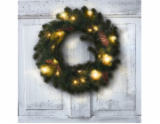 Solight vánoční věnec průměr 15x LED časovač 40cm Solight vánoční věnec, průměr 40cm, 15x LED, IP44, 3x AA, časovač