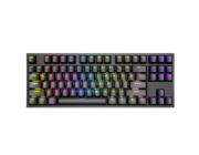 Genesis herní mechanická klávesnice THOR 404/RGB/Gateron Yellow Pro/Drátová USB/US layout/Černá