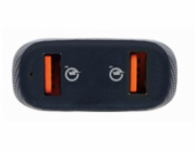 Nabíječka do auta Gembird 2X USB, QC 3.0, 36W, ČERNÁ