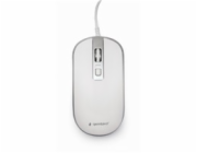 GEMBIRD myš MUS-4B-06-WS, drátová, optická, USB, bílá/stříbrná