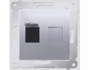 Kontakt-Simon SIMON54 jedna počítačová zásuvka RJ45 kat.6 se stříbrnou závěrkou - D61.01/43