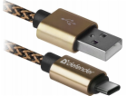 USB Defender USB AM-TYPE C kabel 1m 2.1A zlatý