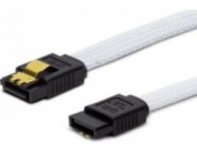 Savio SATA III kabel SAVIO GAK-01 0,3 m, bílý oplet, rovný, zlaté západky
