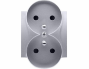 Kontakt-Simon Kryt pro dvojitou zásuvku se záslepkami, stříbrný (DGZ2MZNP/43)