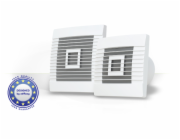 airRoxy nástěnný ventilátor 100mm 15W s gravitační klapkou / časový spínač / pRestige 100ZG TS