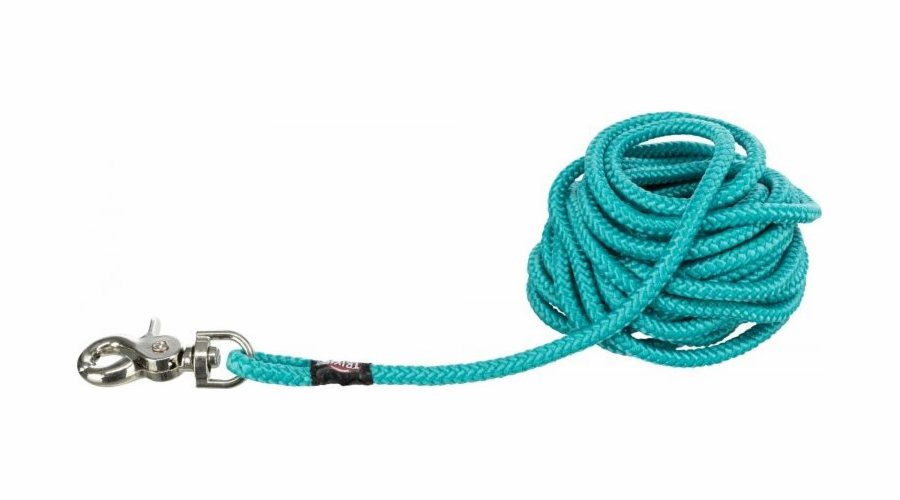 Trixie Výcvikové vodítko, pro psy, mořská modrá, kulaté, pletené lano, S–L: 5 m/o 6 mm, s aretací