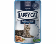 Happy Cat Culinary Mas v omáčce Jarní voda Pstruh, vlhké krmivo, pro dospělé kočky, pstruh, 85 g, sáček