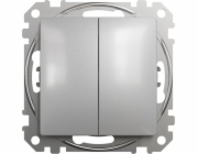 Schneider Electric Sedna Design Dvojitý schodišťový spínač, stříbrný hliník SDD113108