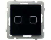 Ospel Sonata Touch LPD-2RS/m/32 zapuštěný dotykový spínač s podsvícením, dvojitý, 10AX 230V, černé sklo