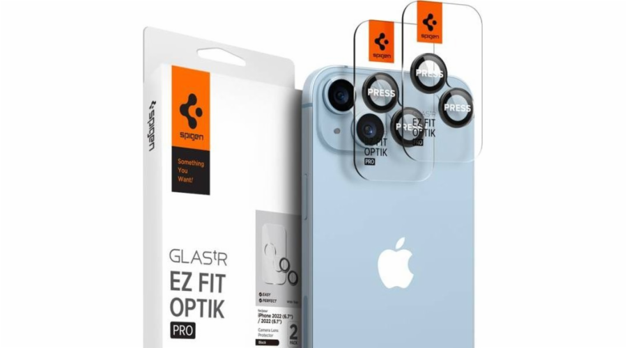 Tvrzené sklo pro fotoaparát Spigen Optik.tr ez Fit Chránič fotoaparátu Apple iPhone 14/14 Plus Black [2 PACK]